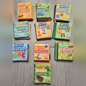 10 Baby's First Cloth Crinkly Waterproof Books Animal Food Shapes Insect Numbers